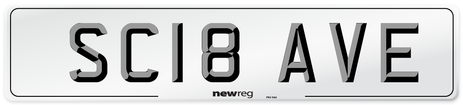SC18 AVE Number Plate from New Reg